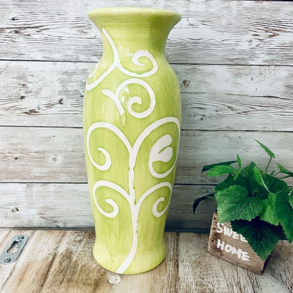 New Gorgeous White & Green Modern Ceramic Vase